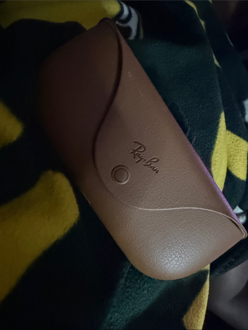 Ray-Ban Brown Leather Sunglasses Case with Snap Closure